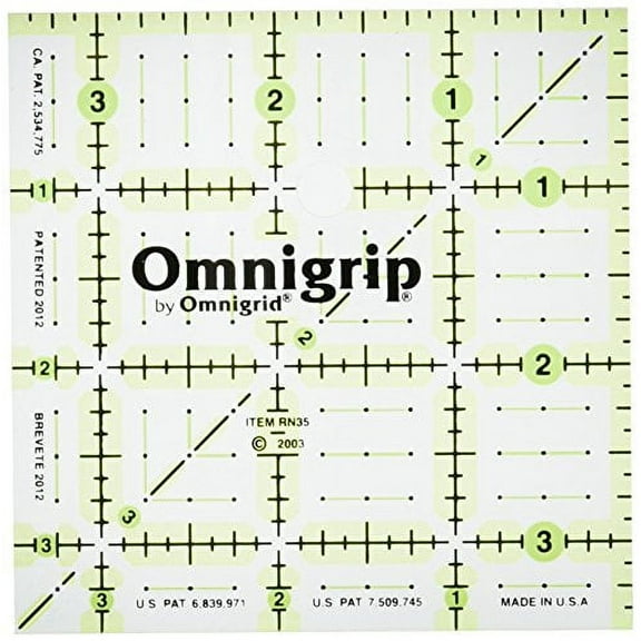 Omnigrid Omnigrip Neon 3-1/2-Inch Non-Slip Ruler, Square