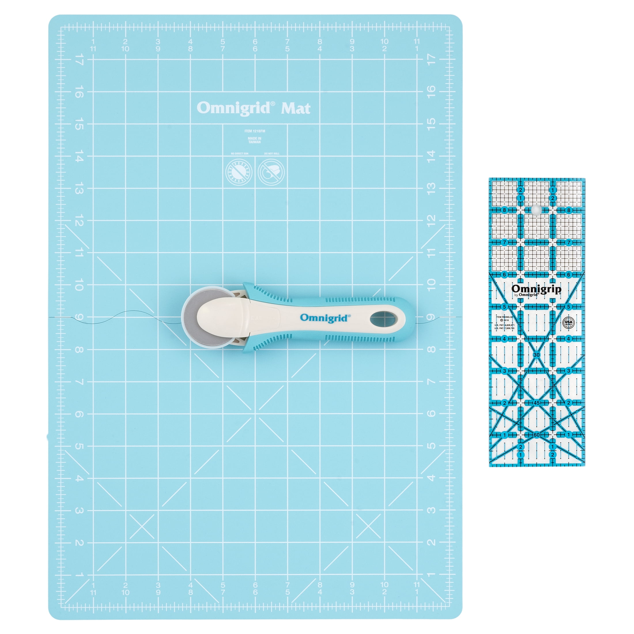 Omnigrid Folding Cutting Kit Small with Rotary Cutter, Ruler and Folding Mat