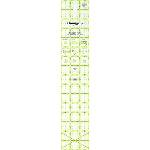 Omnigrip 3" x 16" Non-Slip Hexagon Quilting Ruler by Omnigrid