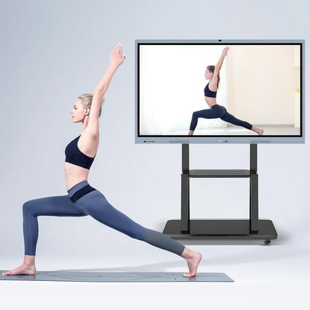 OmninexHub Mobile TV Stand, Height Adjustable TV Cart for 40-75 Inch Up To 385.81 Lbs, Portable Swivel Mount TV Cart With Rolling Casters And Shelf for Living Room And Office