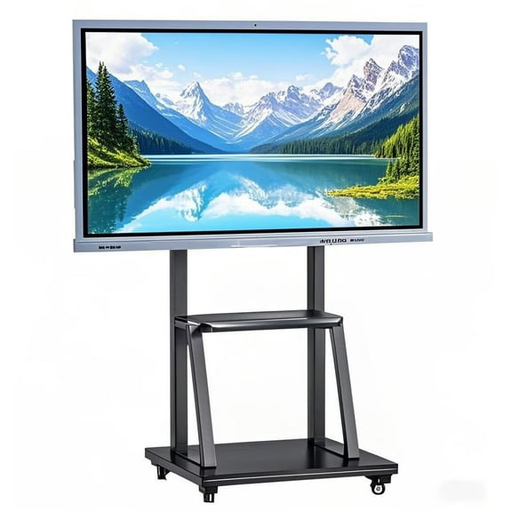OmninexHub TV Stand, Height Adjustable Floor Rolling Black TV Stand for 32-70 Inch Screens Up To 176.37 Lbs, Mobile TV Stand With Rolling Wheels And Shelf for Living Room, Office And Classroom