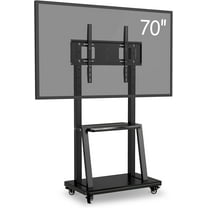 OmninexHub TV Stand With Wheels, Height Adjustable Mobile TV Cart With Power Outlet for 40-75 Inch TV Screens, Swivel Mount Portable Rolling TV Stand With Shelf for Living Room And Office