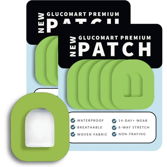 Omnipod 5 Adhesive Patches - Waterproof, Non-Fraying Woven CGM & Omnipod Patches - 10 Count (Green)