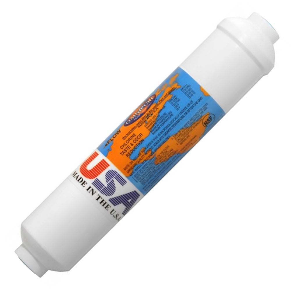 Omnipure - K2533 - 10" x 2" T40 GAC Coconut Carbon Inline Filter Connection: 3/8" OD Quick Connect, Choose: Single