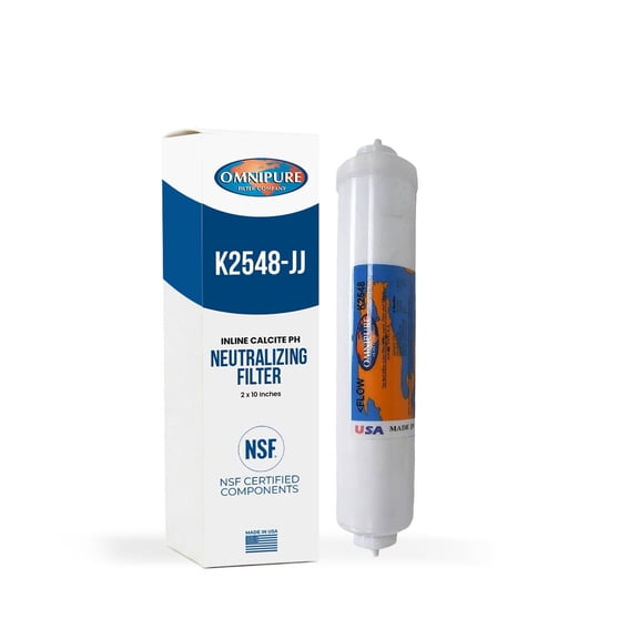 Omnipure K2548-JJ Inline Calcite pH Neutralizing Filter 1/4-Inch Quick Connect
