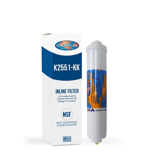 Omnipure K2551-KK Inline Filter 1/2 Calcite and 1/2 Corosex for Higher pH Correct Acidic Low pH Water, 2 x10 Inch Cartridge