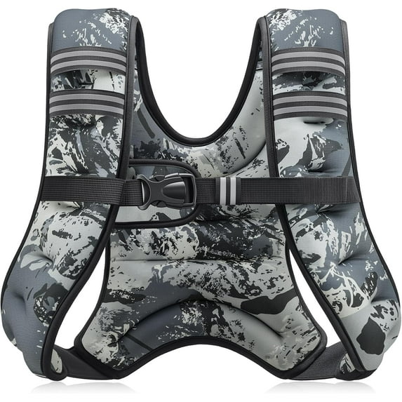 The Omniscient Shop Weighted Vest, 6lb/8lb/12lb/16lb/20lb/25lb/30lb Weight Vest with Reflective Stripe for Workout, Strength Training, Running, Fitness, Muscle Building, Weight Loss, Weightlifting