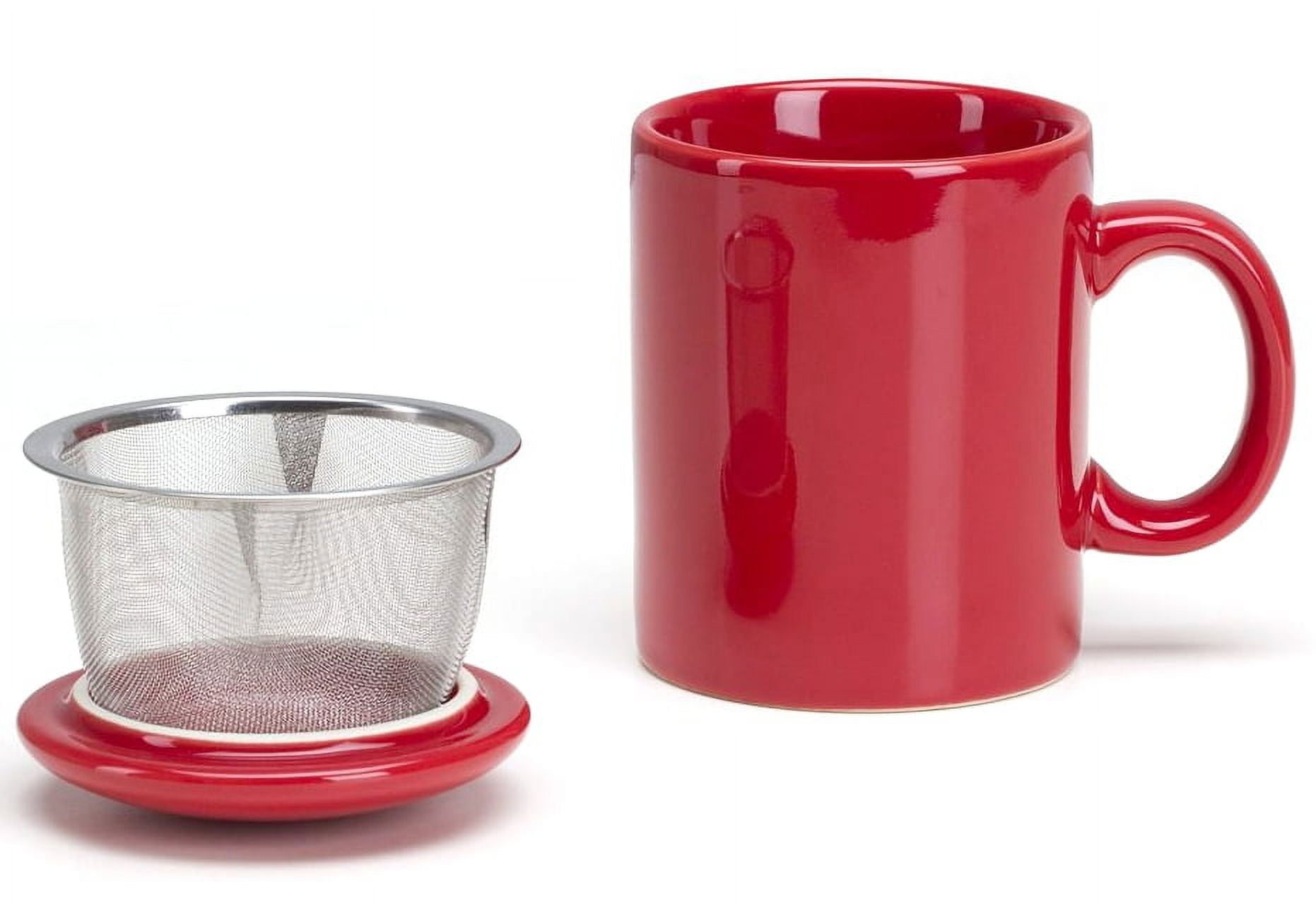 Omniware Simply Red Ceramic Infuser Tea Mug with Lid