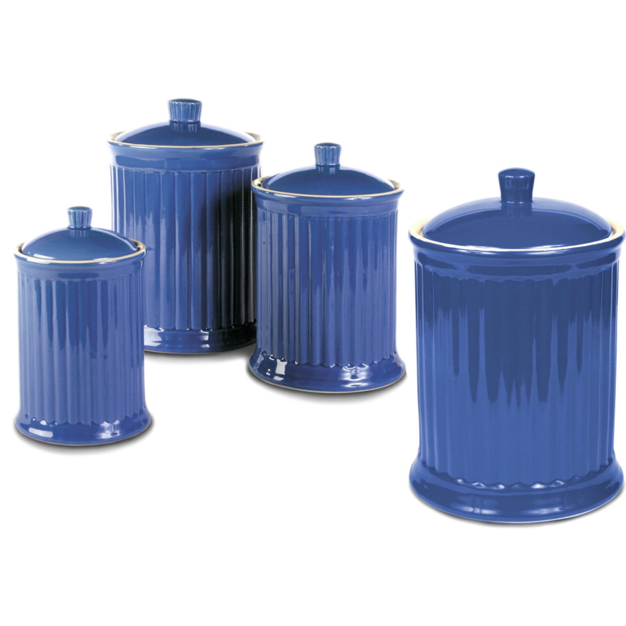 Turquoise Ceramic 4-Piece Kitchen Canister Set with Silicone-Sealed Lids