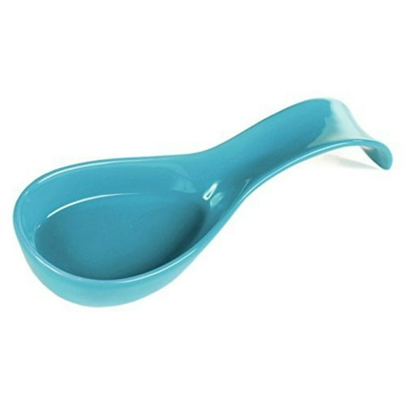 Omniware Simsbury Spoon Rest, 8.25" - Stoneware Utensil Holder with Lead-Free Glaze - Arched Handle, Heat-Resistant, Dishwasher Safe Kitchen Accessory for Cooking (Turquoise)