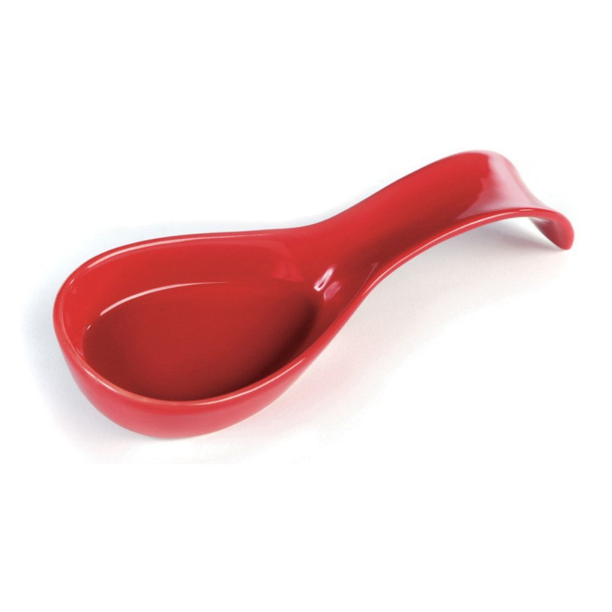 Red Curved Ceramic Spoon Rest, 10.5 inches