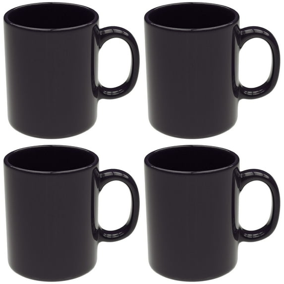 Omniware Teaz Cafe 11 oz Classic Mug, Set of 4 - Vintage Stoneware Coffee Cups, Nostalgic 50s-Inspired Drinkware, Rustic Farmhouse Aesthetic, Dishwasher Safe, Ideal for Tea or Espresso (Aubergine)