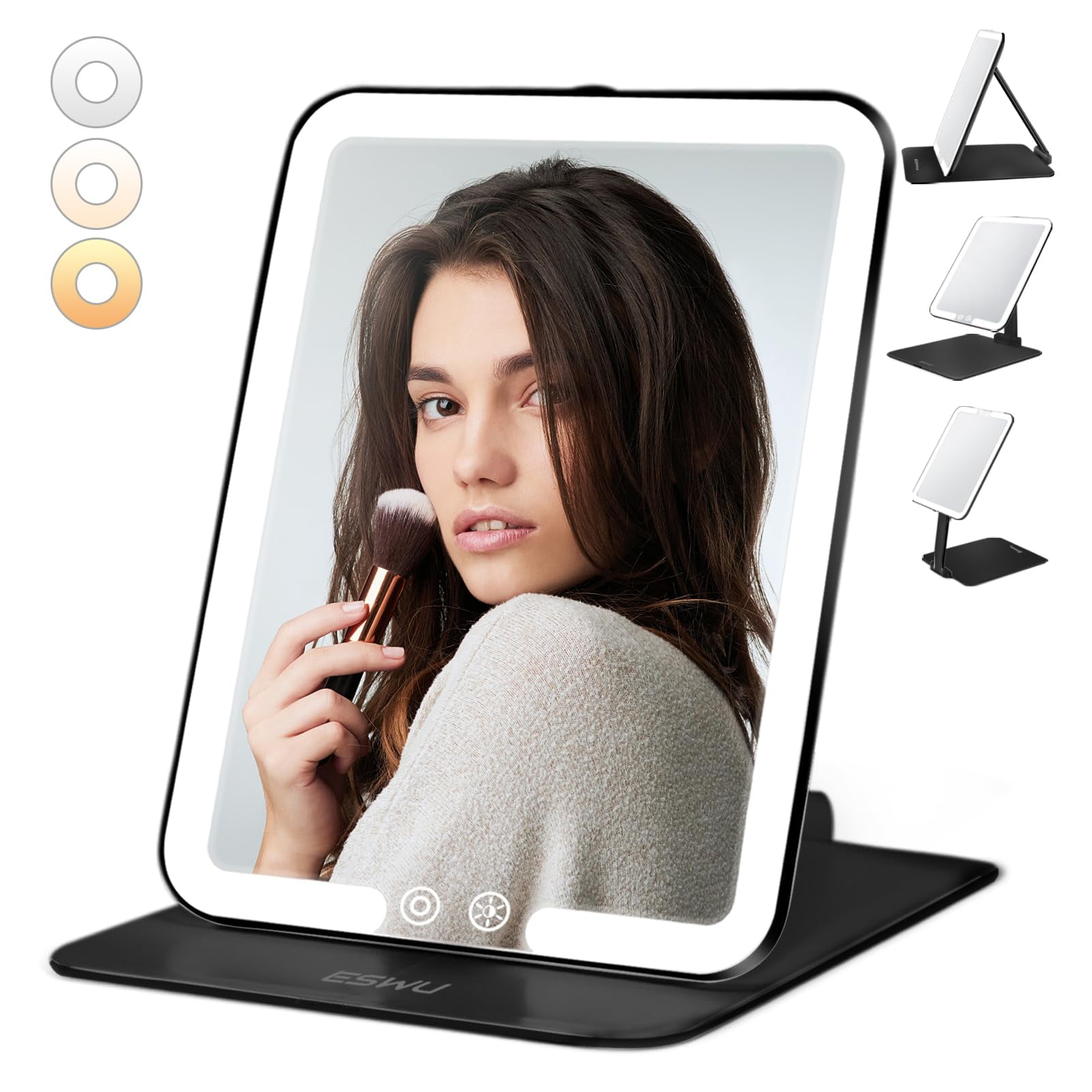 Omobolanle Travel Makeup Mirror with Light, Portable Folding Tabletop