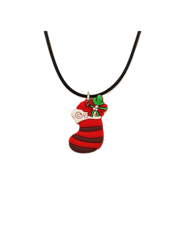 Black Rope, Christmas Stocking Charm, Necklace. Men/Women