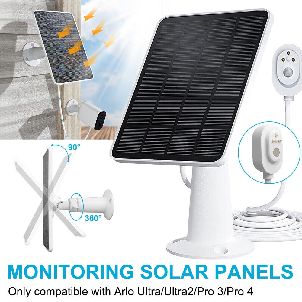 Waterproof Solar Panel Charger For Arlo Cameras - Ultra, Ultra 2, Pro 3, Pro 4, Floodlight