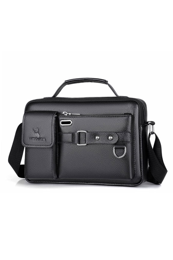 Men's Shoulder Messenger Bag PU Leather Handbag Business Crossbody Bag Briefcase