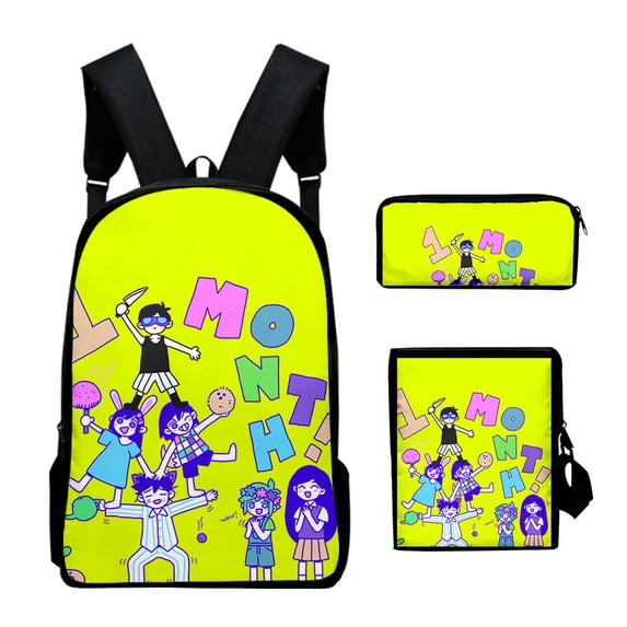 Omori Backpack 3 Piece Sets Women Men Casual Daypack Fashion Streetwear Bags
