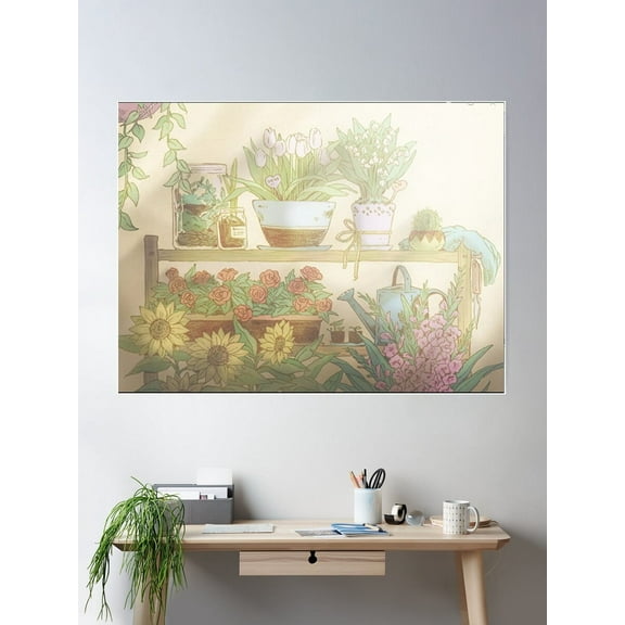 Omori Flower Pastel Clip Poster Wall Art, Modern Wall Decor For Living Room Bedroom, 24x36 UNFRAMED