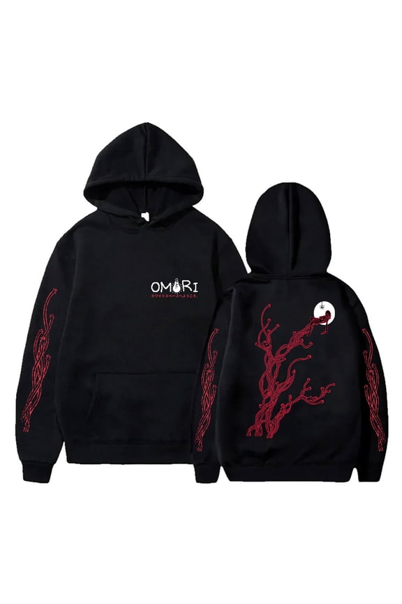 Omori Logo Hoodies Red Hands Merch Pullovers Winter Women Men Fashion Streetwear Hooded Sweatshirts