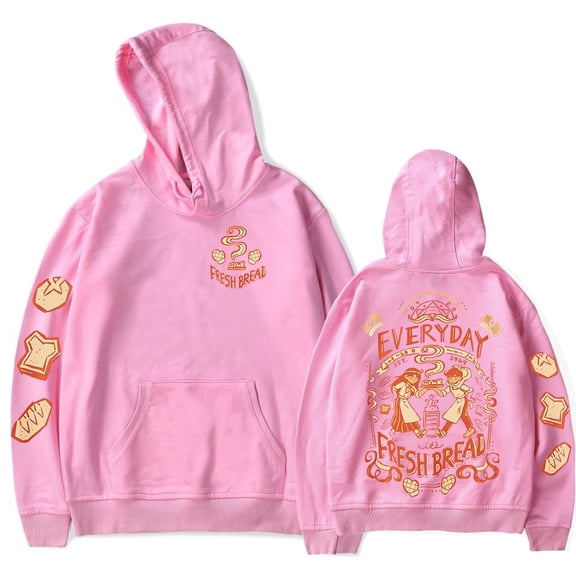 Omori Merch Fresh Bread Brand Hoodie, Unisex, Drawstring Casual Sweatshirt, Stylish Long-sleeved Pullover.,S,Pink