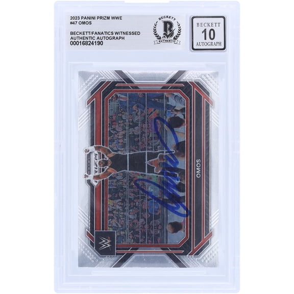 Omos WWE Autographed 2023 Panini Prizm #47 Beckett Fanatics Witnessed Authenticated 10 Card - Fanatics Authentic Certified