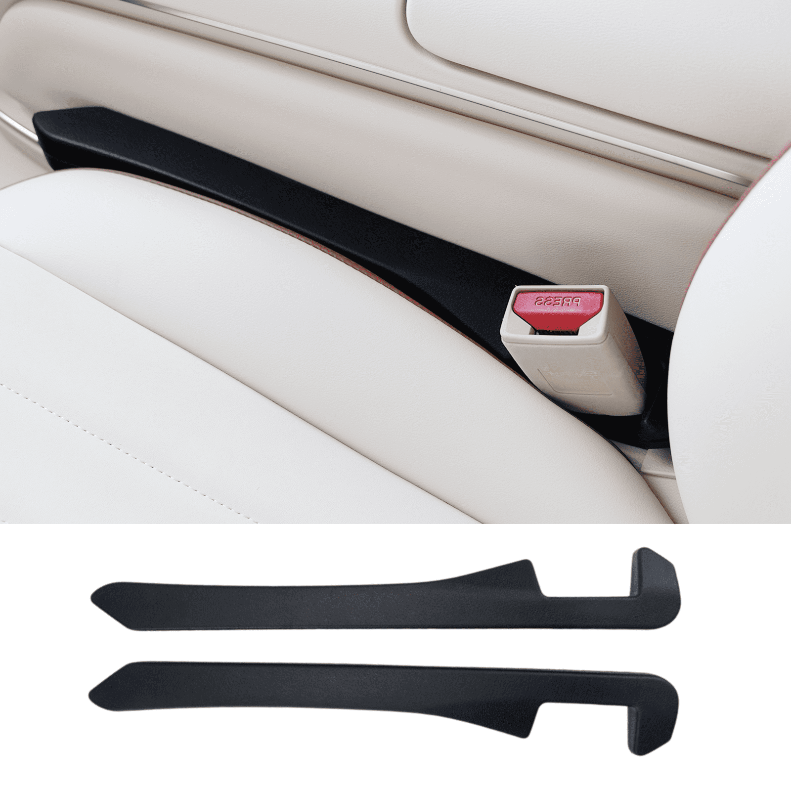 Wuzno Leather Car Seat Gap Filler, 2 Pack Universal Gap Stopper/Catcher to  Fill The Gap Between Seat and Console Black Car Crevice Blocker Pad YMT