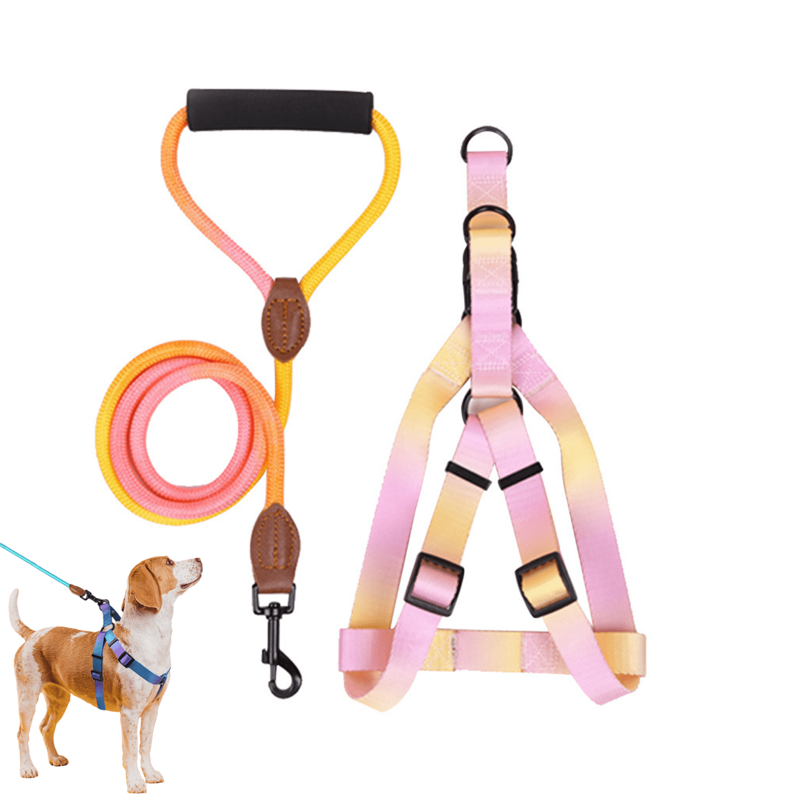 Ompellus Dog Harness Leash Set, Adjustable Heavy Duty No Pull Halter
