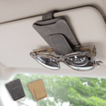 thumbnail image 1 of Ompellus Glasses Holder for Car Sun Visor, Multifunctional Leather Eyeglasses Holder Clip, Magnetic Sunglasses Hanger with Ticket Card Pocket (Gray), 1 of 8
