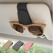 Ompellus Magnetic Leather Sunglass Holder, Eyeglass Hanging Clip for Car Sun Visor, Car Accessories (Black)