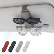 Ompellus Magnetic Sunglasses Holder for Car Sun Visor, Double Position Genuine Leather Eyeglass Car Clip, Car Organizer(Gray)