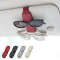 thumbnail image 1 of Ompellus Magnetic Sunglasses Holder for Car Sun Visor, Double Position Genuine Leather Eyeglass Car Clip, Car Organizer(Red), 1 of 8