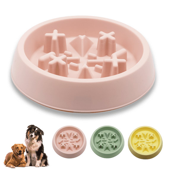 Ompellus Slow Feeder Dog & Cat Bowl  for Slow Down Eating, Non Slip Anti-Chocking and Interactive Bloat Stop Dog for Small and Medium Dogs or Adult Cats（Pink)