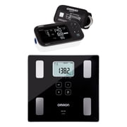 Omron 10 Series Upper Arm Blood Pressure Monitor and Body Composition 330-Lb. Capacity Bathroom Scale Kit