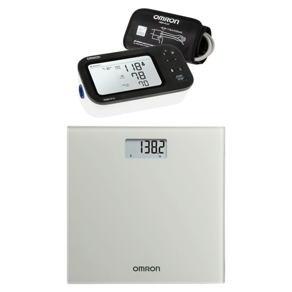 Omron 7 Series Upper Arm Blood Pressure Monitor and Digital Scale with Bluetooth Connectivity Kit