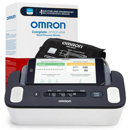 Omron - Complete - Wireless Upper Arm Blood Pressure Monitor + EKG - Black/White