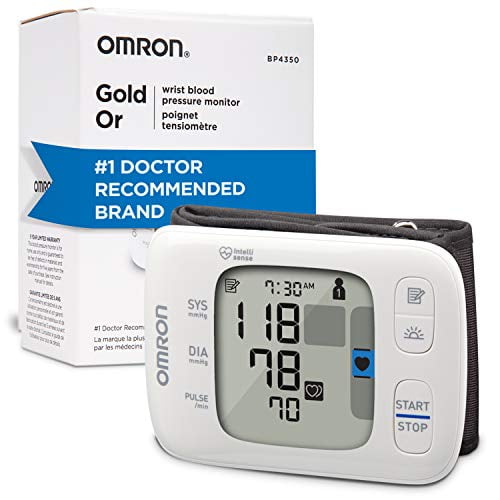 OMRON Gold Wireless Wrist Blood Pressure Monitor for Home Use Bluetooth Smart App