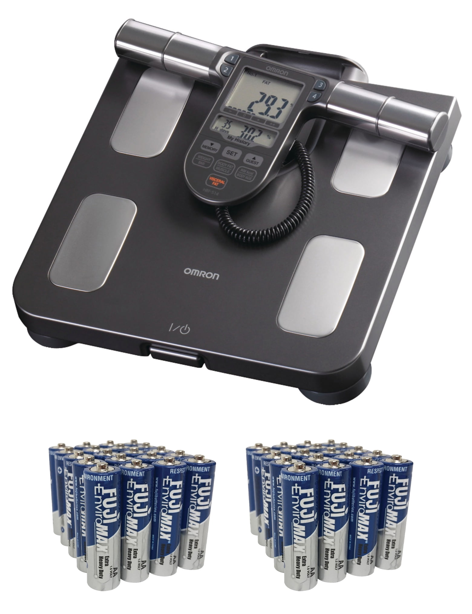 Omron HBF 514C Body Composition Monitor Scale with 7 Fitness Indicators 90 day Memory Fiji AA 40 PK Walmart