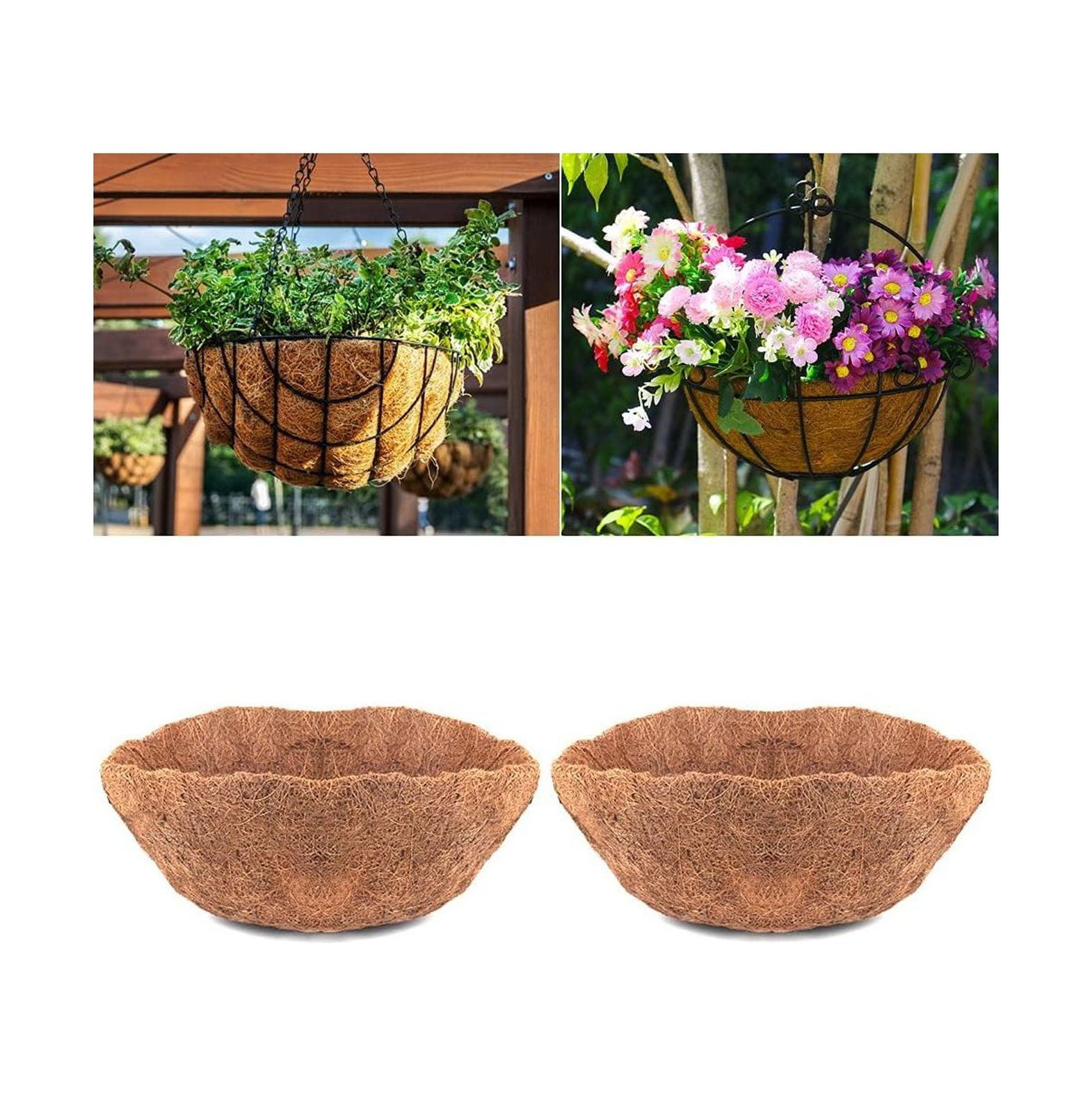 Omsix 2PCS Round Liners for Hanging Basket, 8" 10" 12" 14" 16" nut
