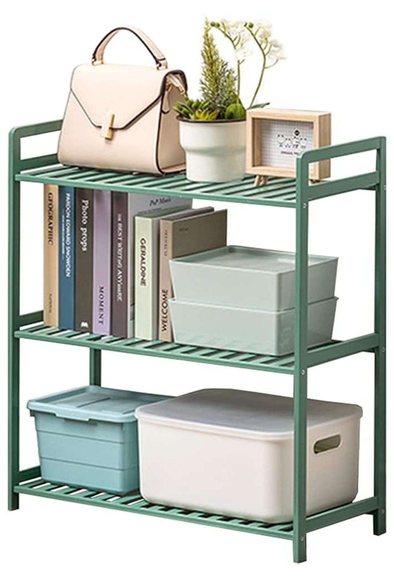 Omsix Adjustable Multifunctional Shelving Unit - Large 3-Tier Bamboo ...