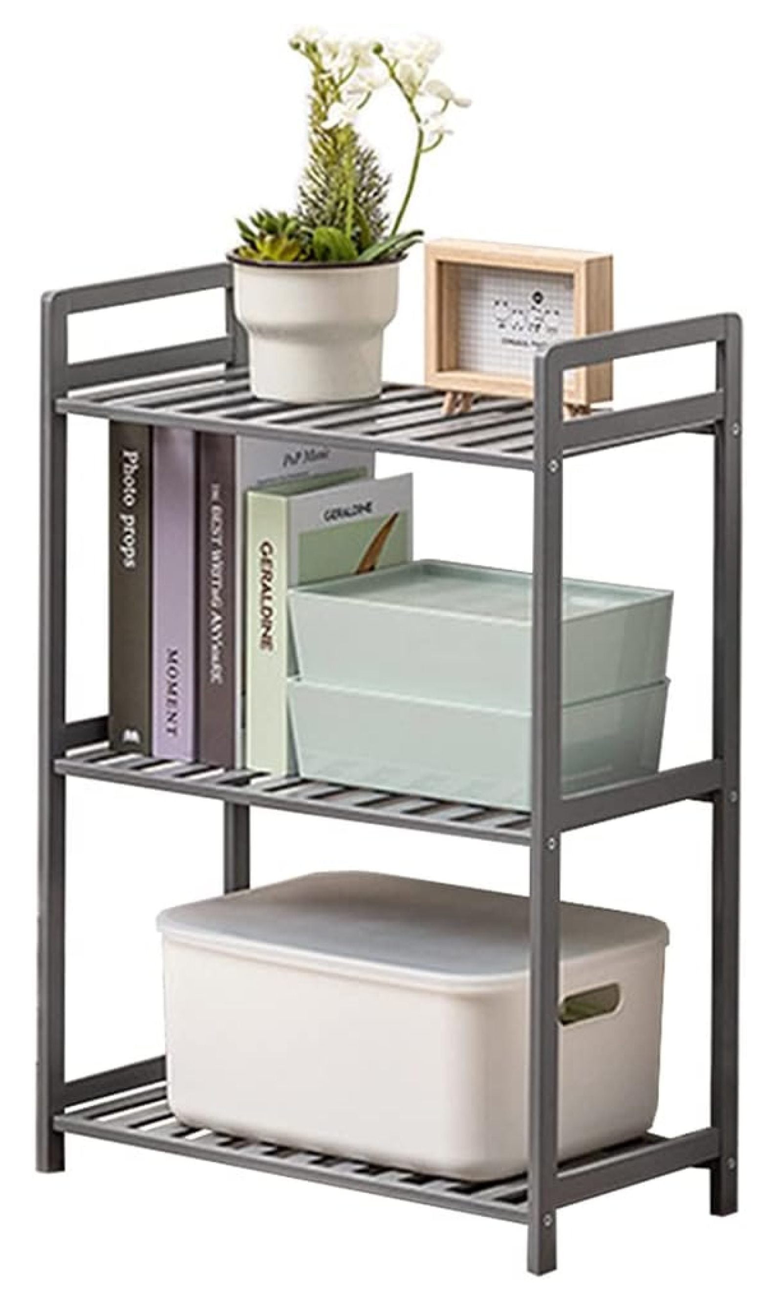 Omsix Adjustable Multifunctional Shelving Unit - Medium 3-Tier Bamboo ...