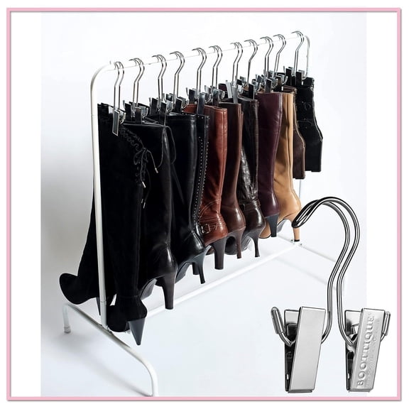 Omsix Boot Organizer: The Boot Rack - Fits in Most Closets- Hangs, Holds, Shapes, & s every size and style of Boots (The Boot Rack with 6 Original Silver Hangers)