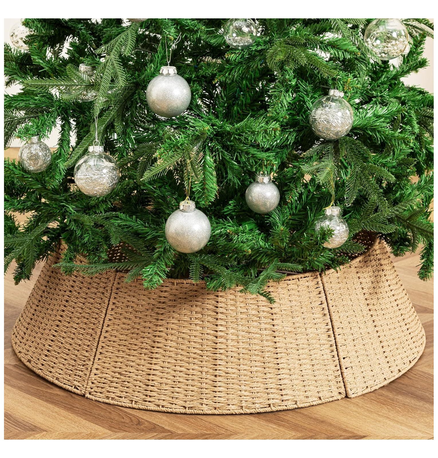 Omsix Christmas Tree Collar, Handwoven Farmhouse Tree Collar Ring