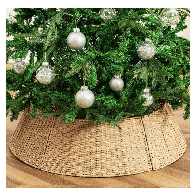 Omsix Christmas Tree Collar, Handwoven Farmhouse Tree Collar Ring