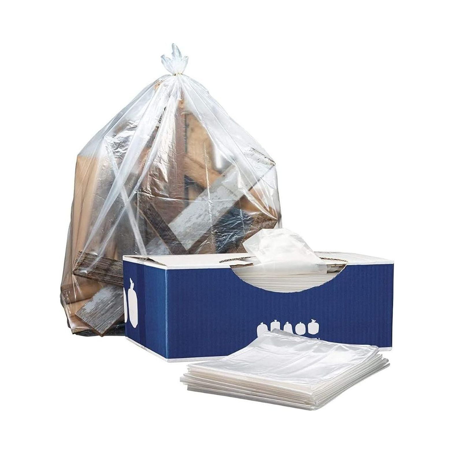 PlasticMill 55 Gallon Black 1.5 Mil 40x50 100 Bags/Case Rubbermade Compatible Garbage Bags / Trash
