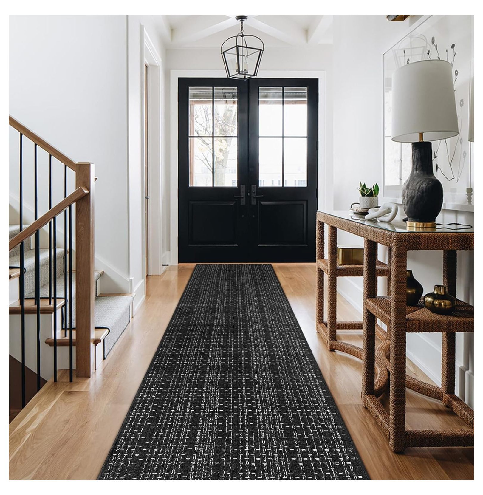 Omsix Hallway Runner Rug, Boho Kitchen Rug, 2.6'x10' Black and White ...