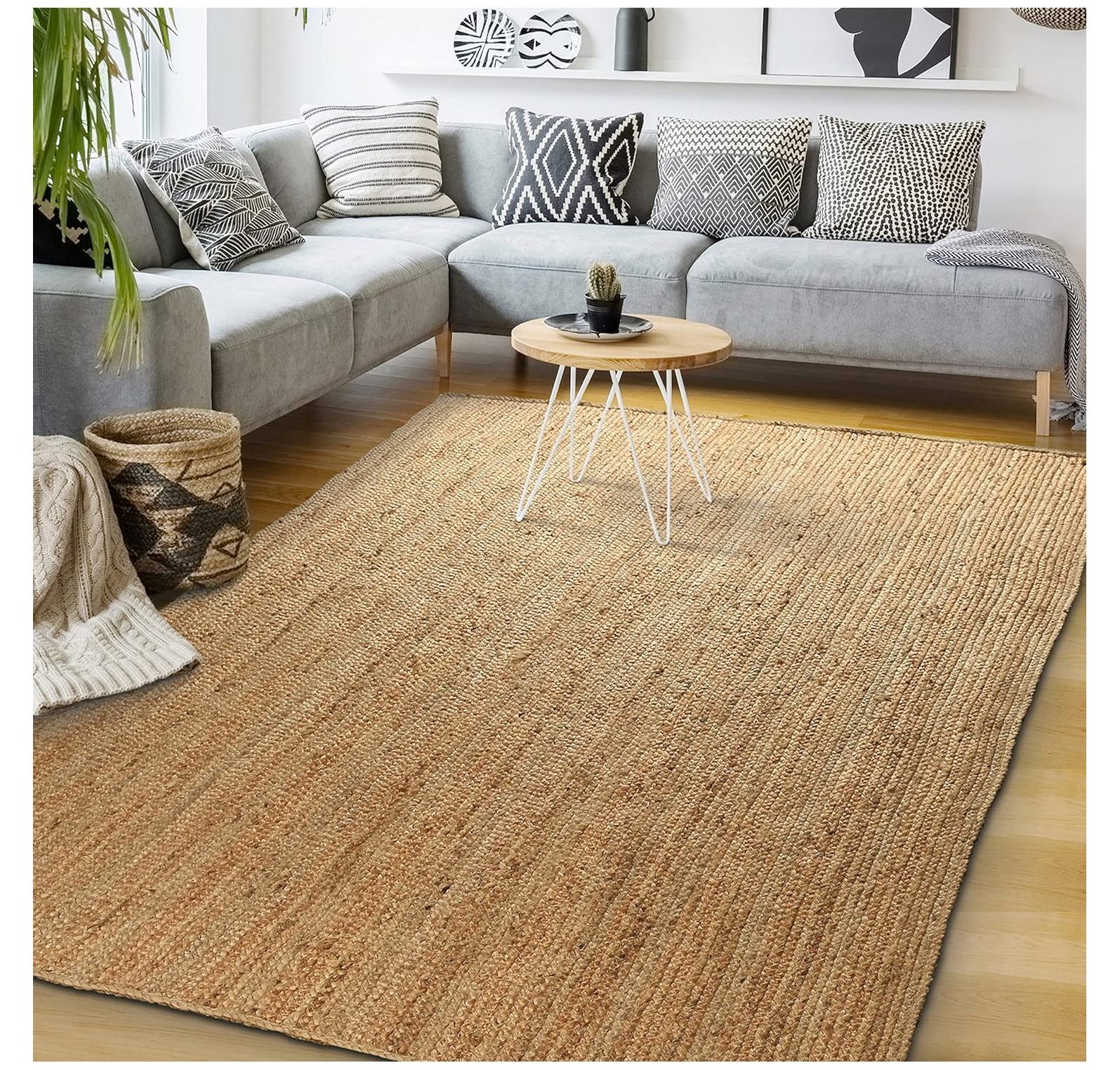 Omsix Handcrafted Farmhouse Jute Accent Rug (3 ft x 5 ft) - Soft ...