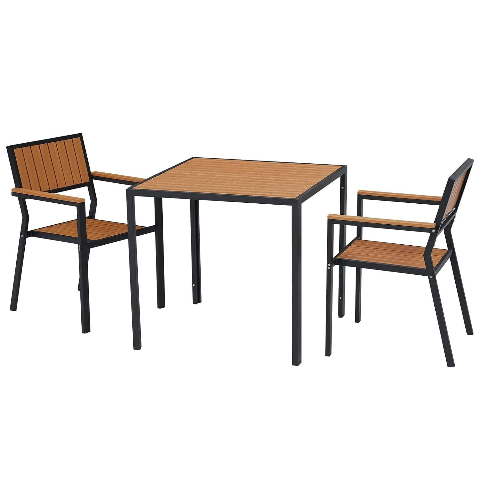 Omsix Outdoor Dining Table Chairs Set Wood Patio Furniture Set with