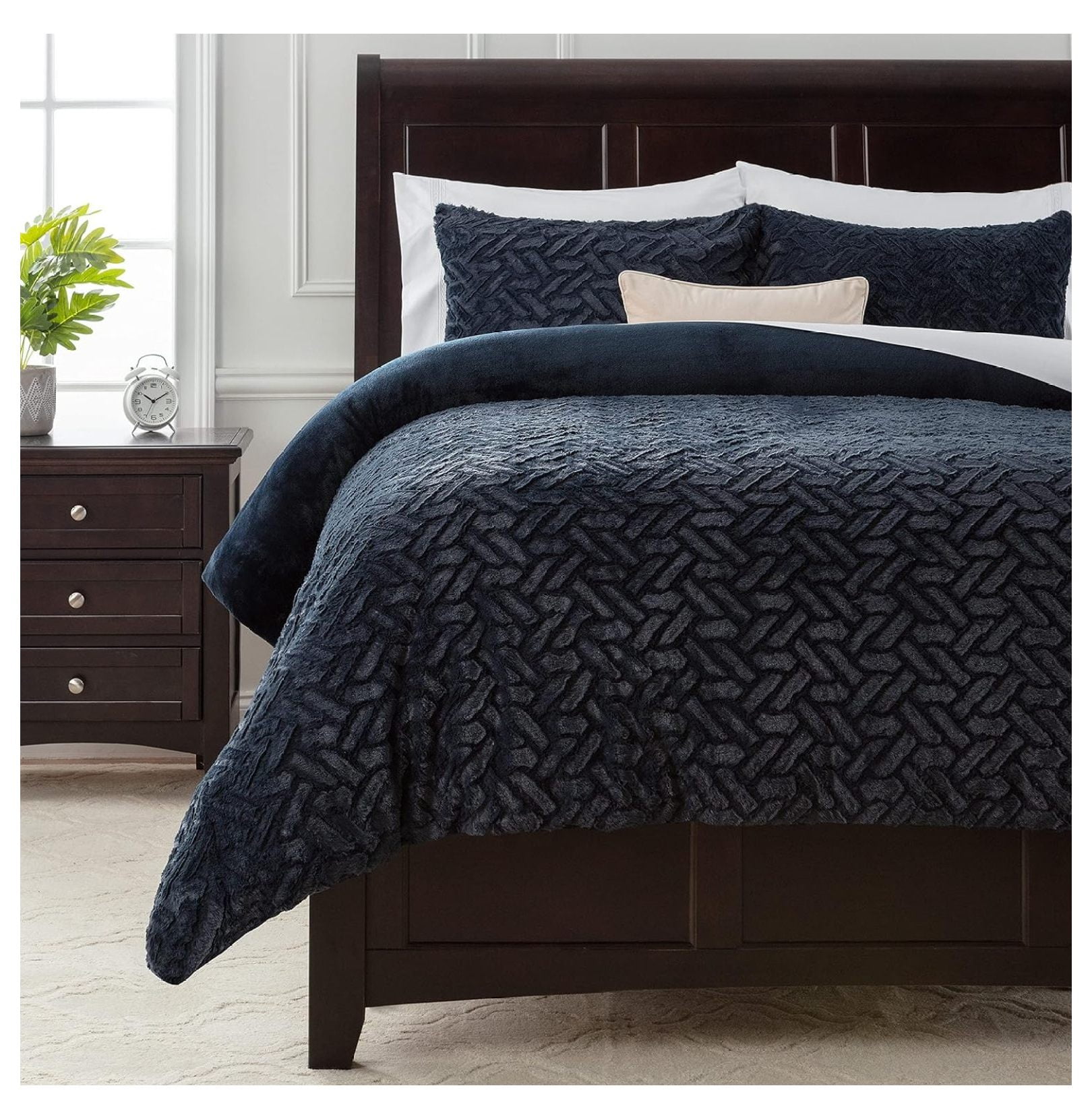 Omsix Soft Cloud Faux Fur Duvet Comforter Cover Bedding Set King Size