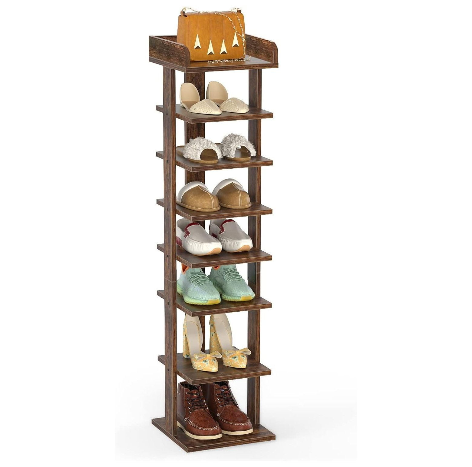 Omsix Vertical shoe rack tower slim entryway stand narrow tall 8 Tiers