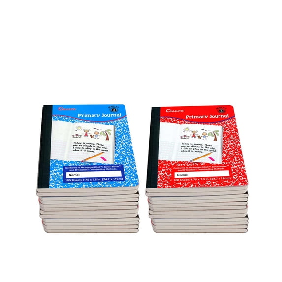 Omura PRIMARY JOURNAL NOTEBOOK Grades K-2, Half Page Ruled Composition Notebook, 100 Sheets